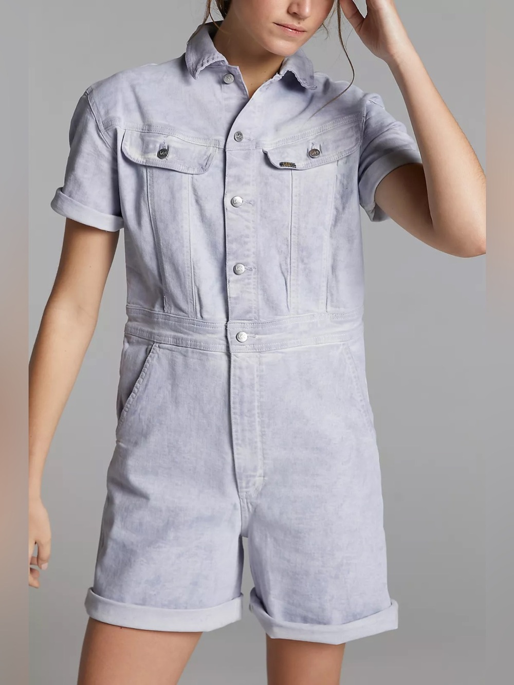 Lee wAcid-Wash Denim Short Overalls size Small